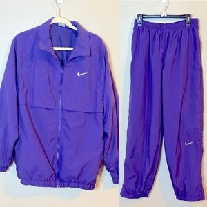 Vintage Y2K Nike Purple Windbreaker Track Jacket & Pants Set Sz L